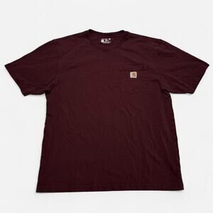 Carhartt Mens Maroon Pocket T Shirt Workwear Heavy Cotton Casual Size Large